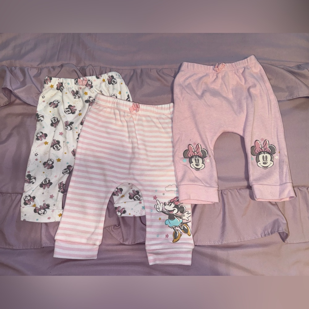 Minnie Mouse Pink Baby Leggings Trio